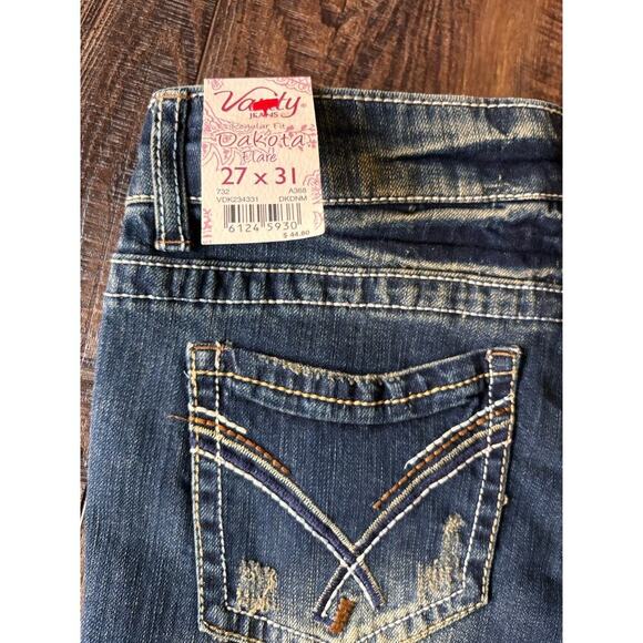NWT Vtg Vanity Dakota Jeans Distressed Wide Leg Flare Bootcut Women’s 27x31 Y2K - Picture 5 of 7
